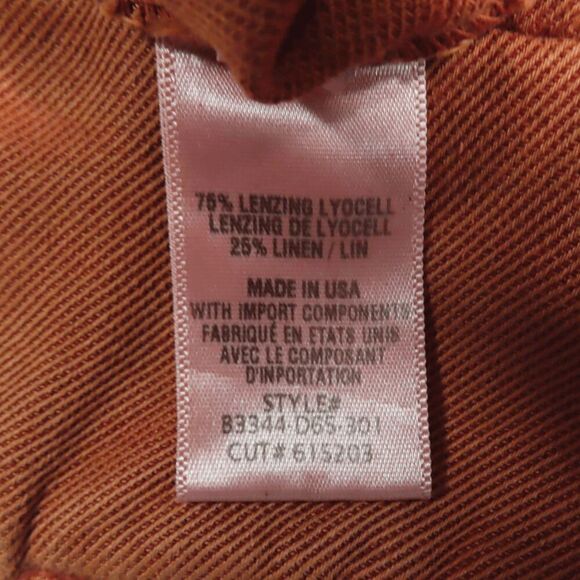 Bella Dahl Burn Orange Sedona Rolled Cuff Linen Utility Short 32 (14) - Picture 4 of 7